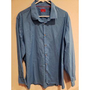 Men's XXL Alfani stretch button down long sleeve shirt: Slim fit, blue pinstripe